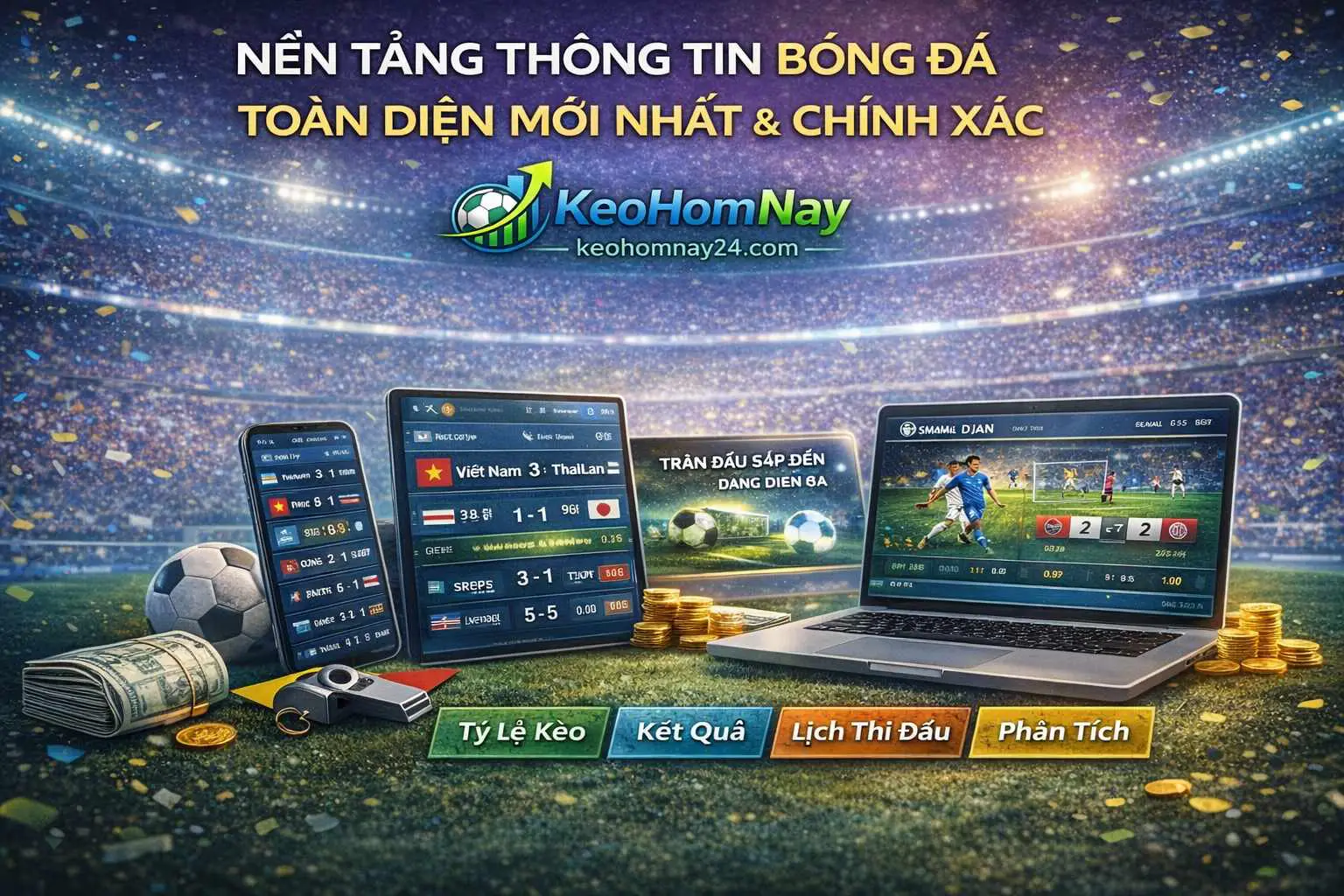 KeoHomNay như một trung tâm dữ liệu bóng đá hiện đại dành cho người hâm mộ Việt Nam